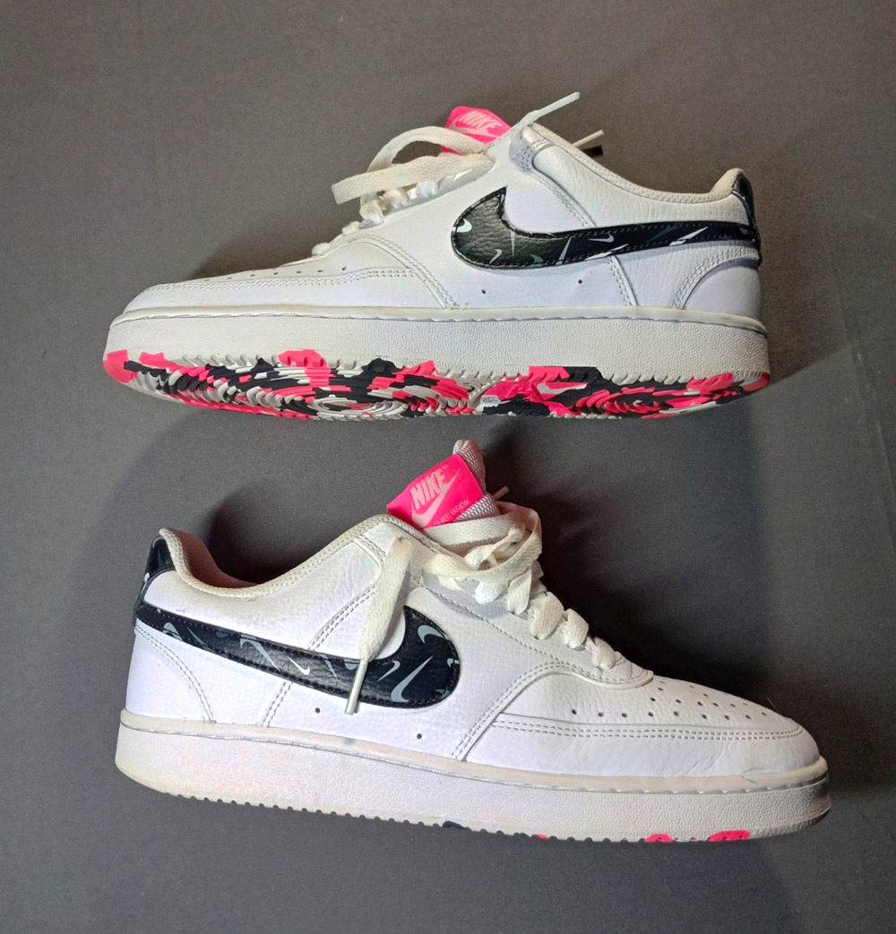 Nike Court Vision Low "White Multi Swoosh" Leather Low Top women's size 9.5